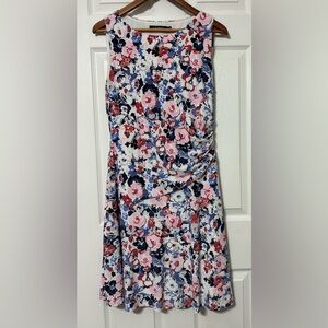 LAUREN Ralph Lauren Blue Pink Floral Sleeveless Dress Stretch Knit Size 10